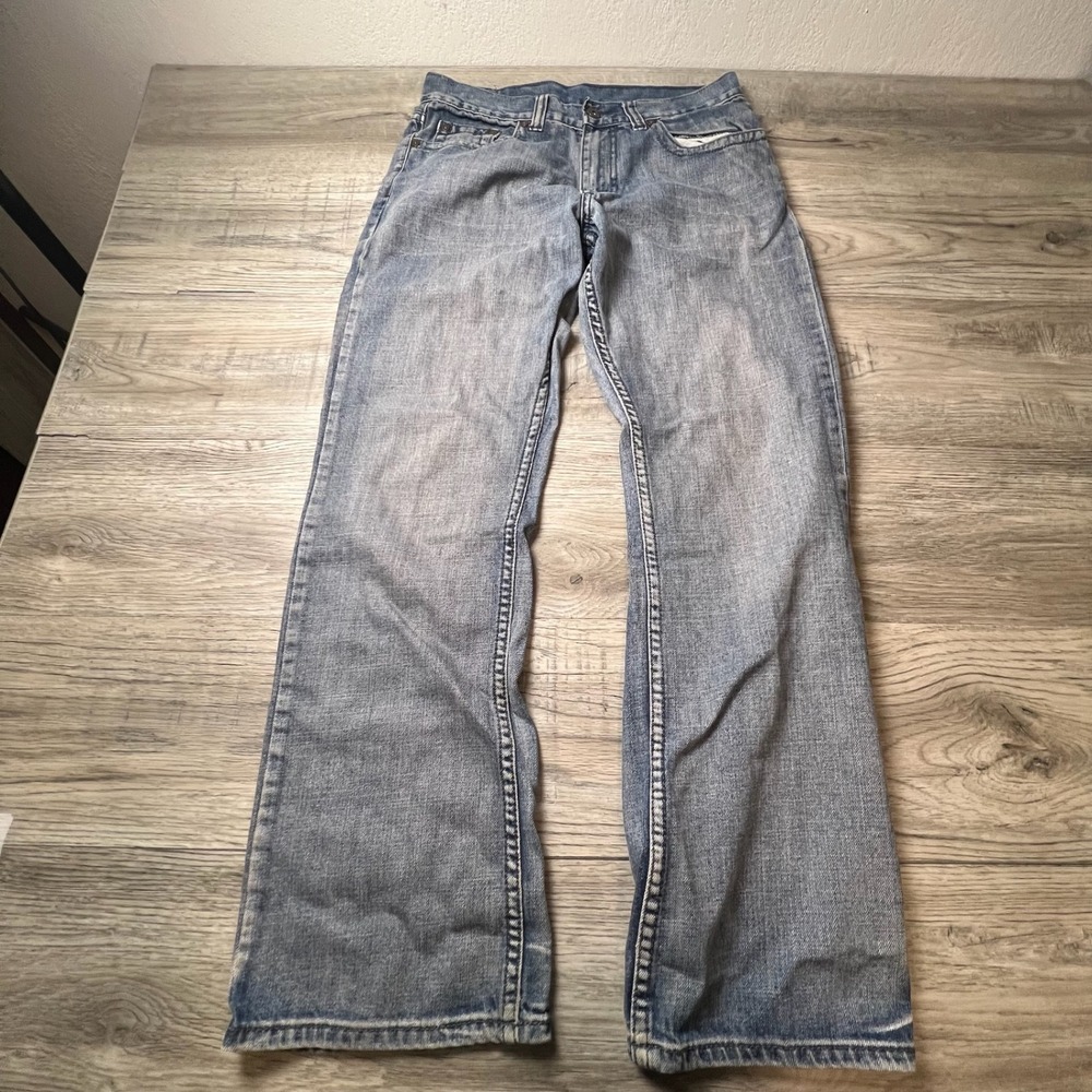Flypaper Jeans Mens 30x30 Blue Light Wash Distressed Cross Embroidered Y2K Baggy